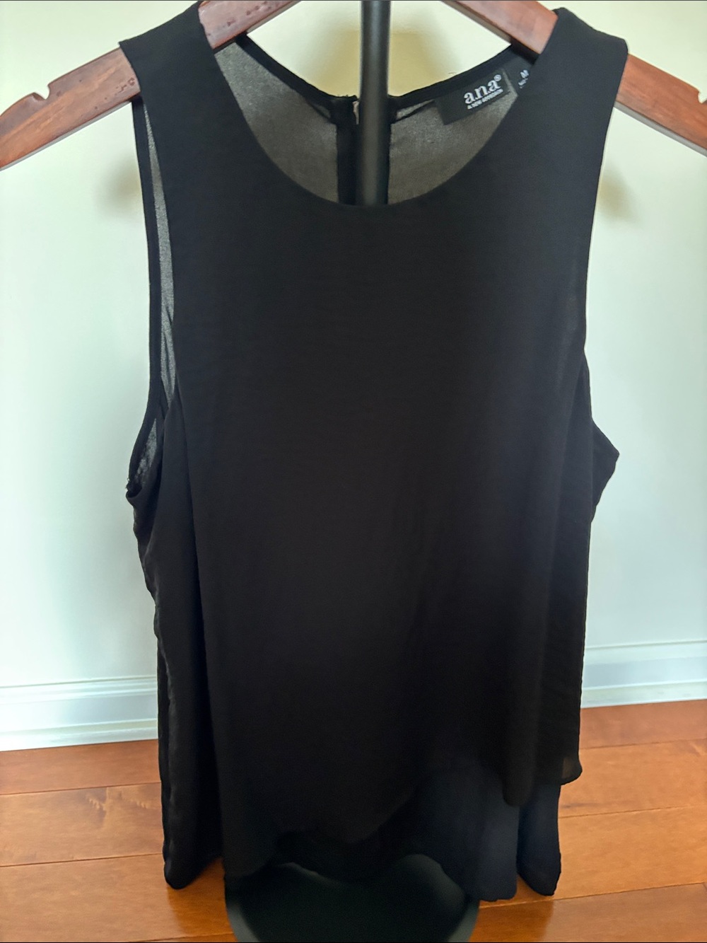 a.n.a Black Tank Blouse Size Medium Sleeveless Top Dressy Casual
